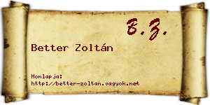 Better Zoltán névjegykártya